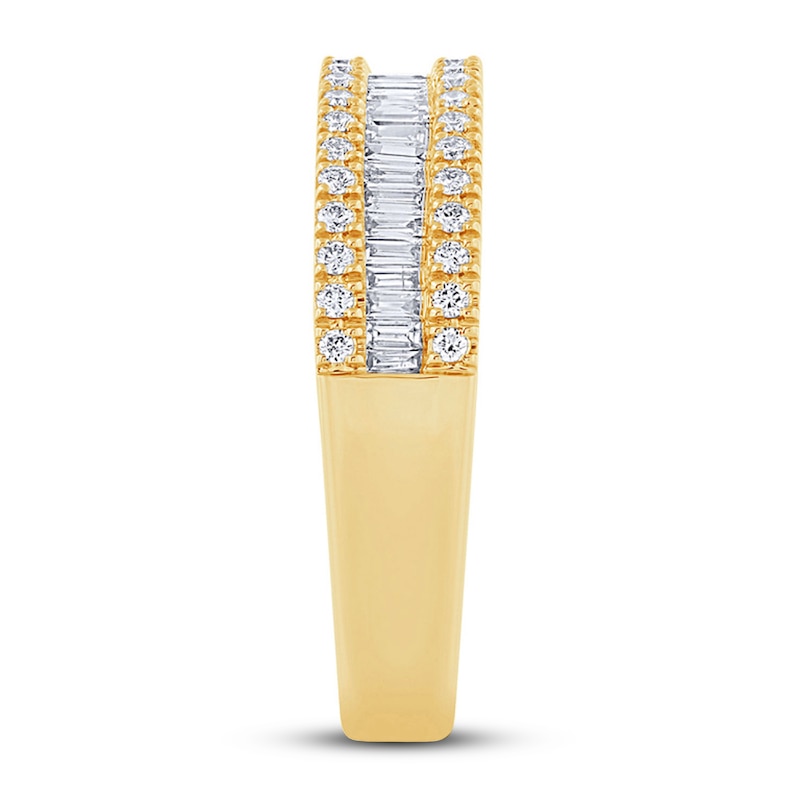 Main Image 2 of Now + Forever Diamond Anniversary Ring 1/2 ct tw Round/Baguette 10K Yellow Gold