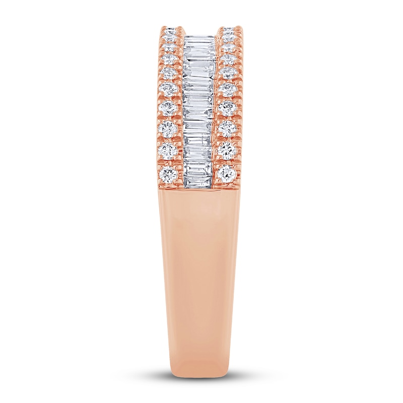 Main Image 2 of Now + Forever Diamond Anniversary Ring 1/2 ct tw Round/Baguette 10K Rose Gold