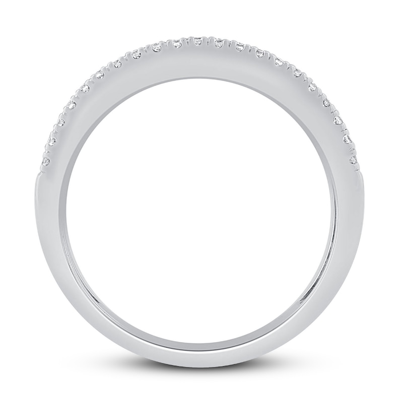 Diamond Anniversary Ring 1/2 ct tw Round/Baguette 10K White Gold