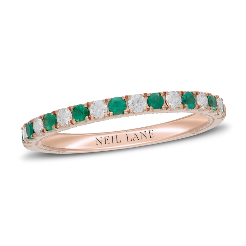 Main Image 1 of Neil Lane Emerald & Diamond Anniversary Ring 1/5 ct tw 14K Rose Gold