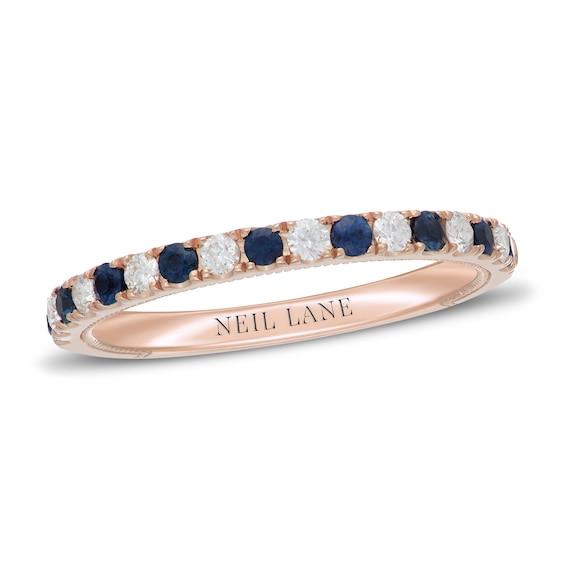 Neil Lane Blue Sapphire & Diamond Anniversary Ring 1/5 ct tw 14K Rose Gold