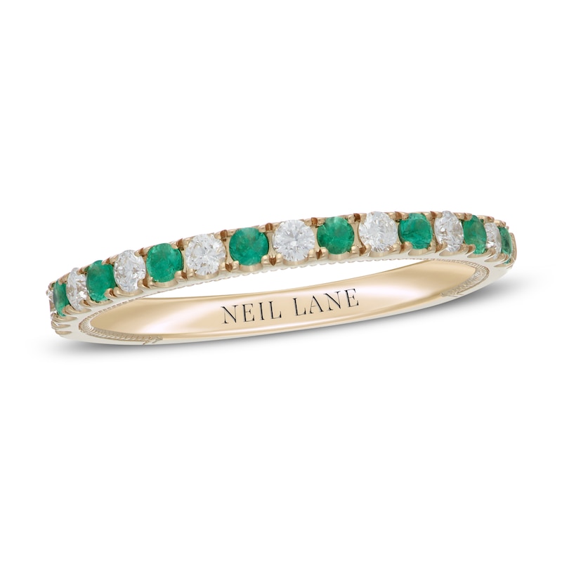 Main Image 1 of Neil Lane Emerald & Diamond Anniversary Ring 1/5 ct tw 14K Yellow Gold