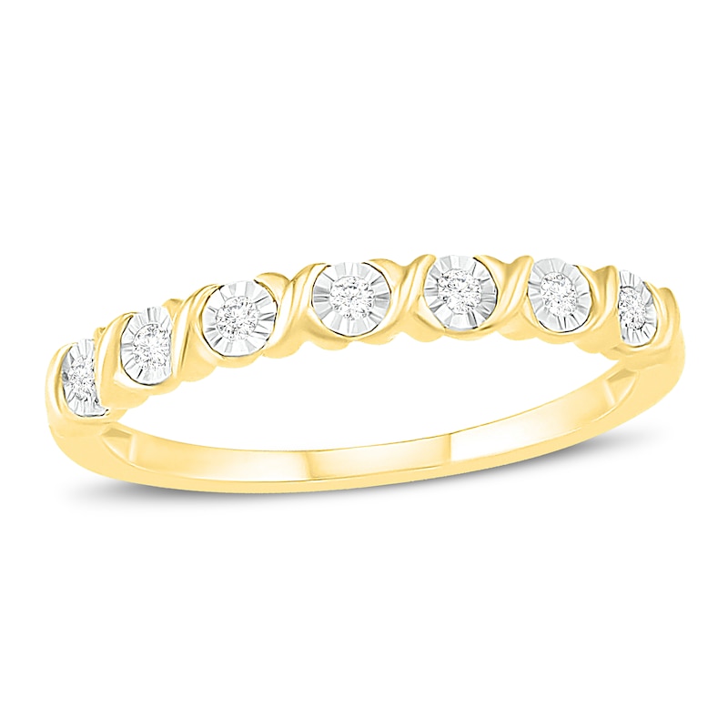 Diamond Anniversary Ring 1/10 ct tw Round-Cut 10K Yellow Gold with 360