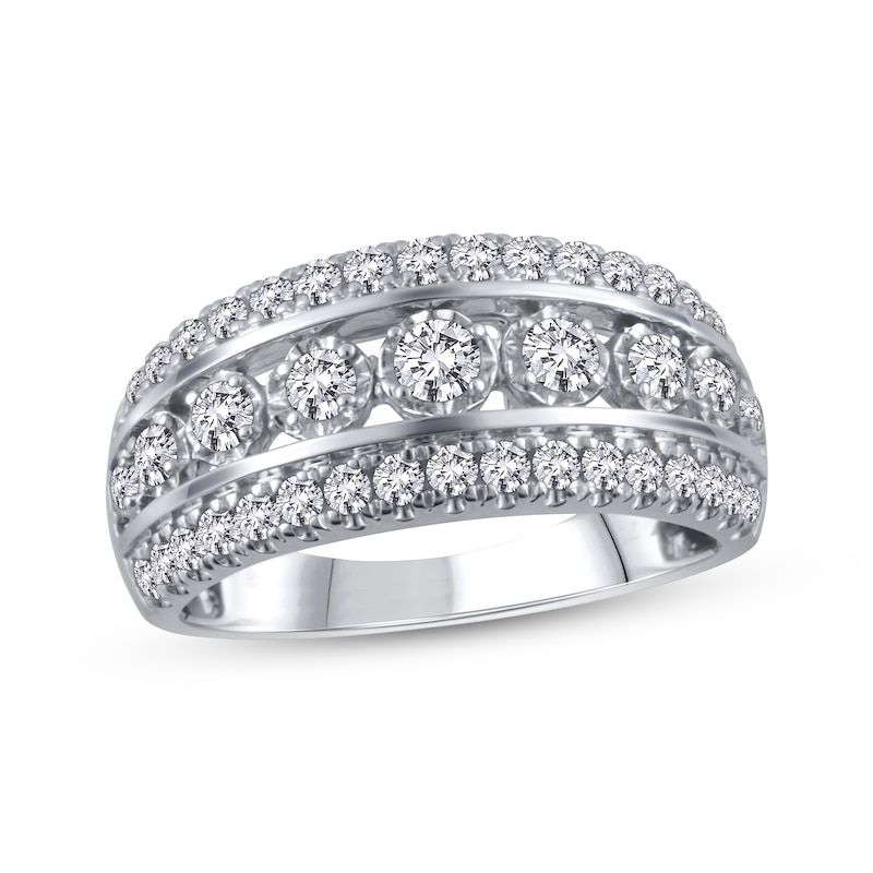 Diamond Anniversary Ring 1 ct tw Round-cut 10K White Gold