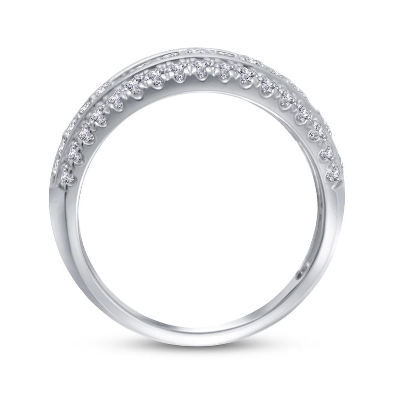 Diamond Anniversary Ring 1 ct tw Round-cut 10K White Gold