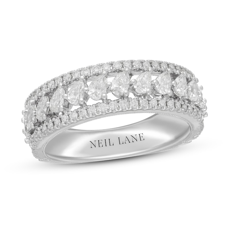 Main Image 1 of Neil Lane Premiere Diamond Anniversary Ring 1-1/6 ct tw Pear/Round 14K White Gold