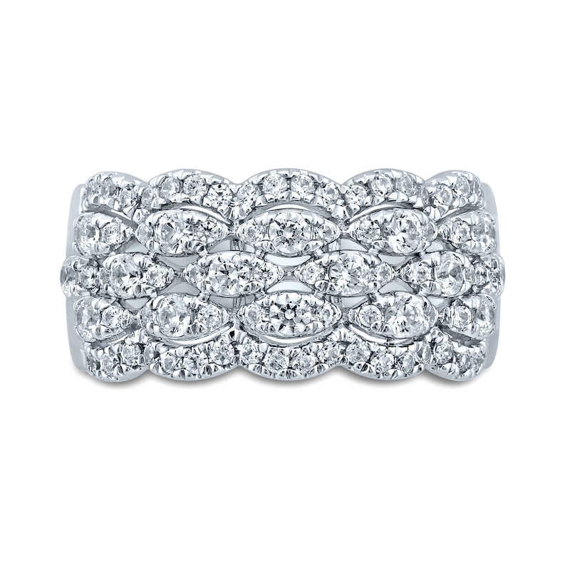 Diamond Anniversary Ring 1 ct tw Round-cut 14K White Gold