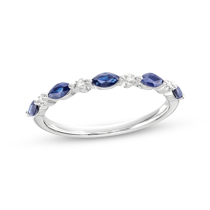 Main Image 1 of Now + Forever Blue Sapphire & Diamond Anniversary Ring 10K White Gold