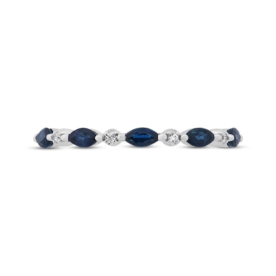 Thumbnail Image 3 of Now + Forever Blue Sapphire & Diamond Anniversary Ring 10K White Gold