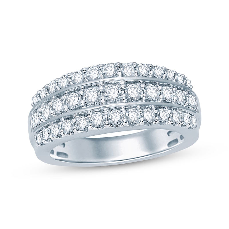 Diamond Anniversary Ring 1 ct tw Round-cut 10K White Gold with 360