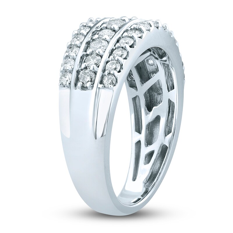 Diamond Anniversary Ring 1 ct tw Round-cut 10K White Gold
