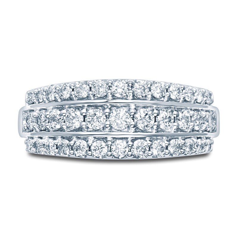 Diamond Anniversary Ring 1 ct tw Round-cut 10K White Gold