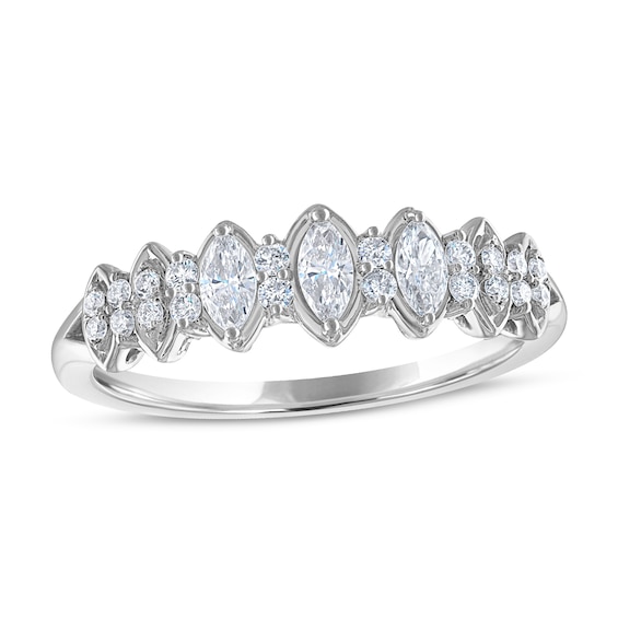 Now + Forever Diamond Anniversary Ring 3/8 ct tw Round/Marquise 14K White Gold