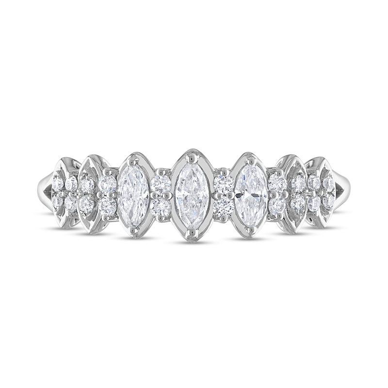Diamond Anniversary Ring 3/8 ct tw Round/Marquise 14K White Gold