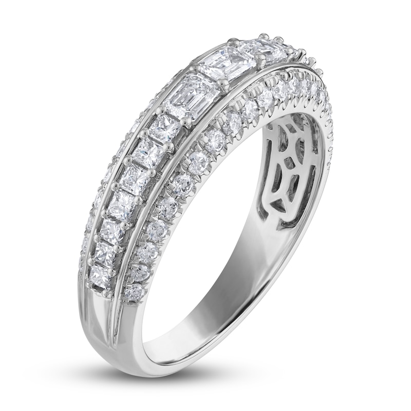 Diamond Anniversary Band 1 ct tw Emerald, Princess, Round-Cut 14K White Gold