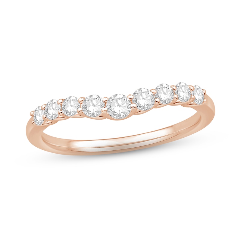 Main Image 1 of Now + Forever Diamond Contour Anniversary Ring 1/2 ct tw Round-cut 14K Rose Gold