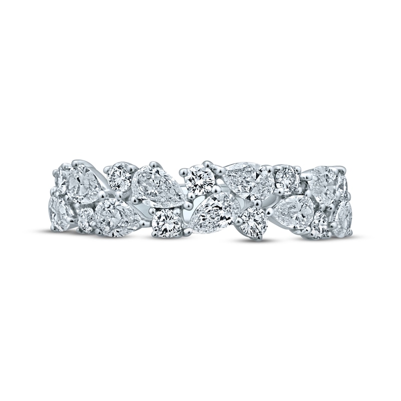 Monique Lhuillier Bliss Diamond Wedding Band 1-1/4 ct tw Pear & Round-cut 18K White Gold