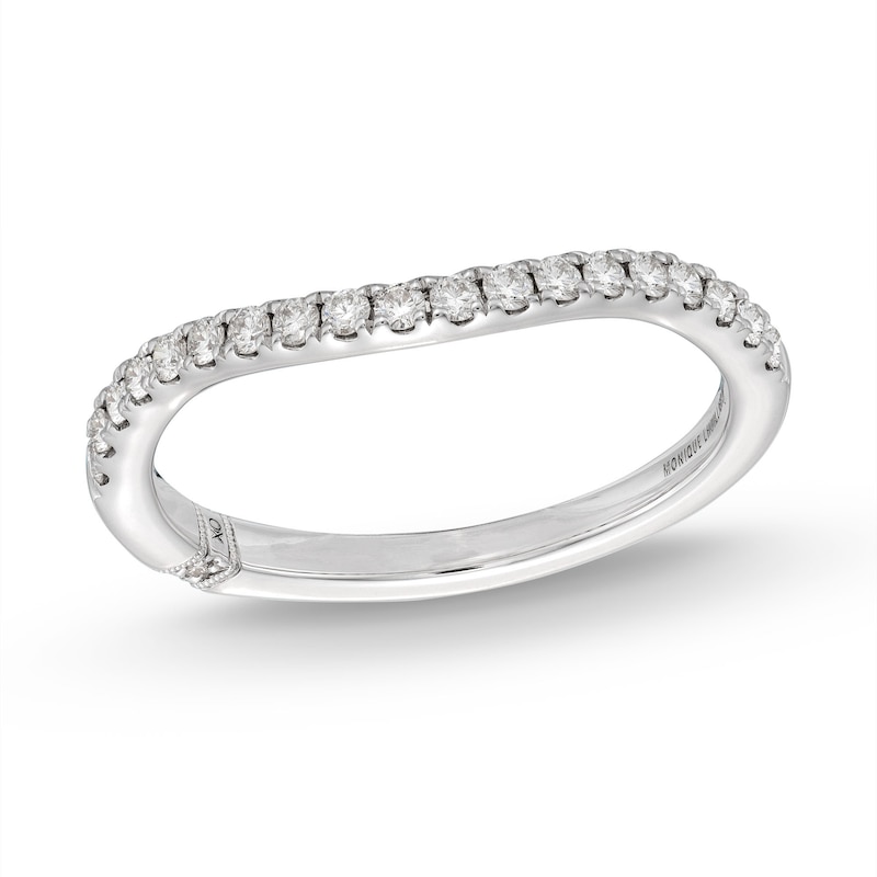 Main Image 1 of Monique Lhuillier Bliss Diamond Contour Wedding Band 1/4 ct tw Round-cut 18K White Gold