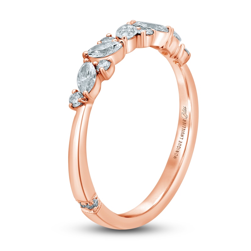 Main Image 2 of Monique Lhuillier Bliss Diamond Anniversary Band 1/2 ct tw Round & Marquise-cut 18K Rose Gold