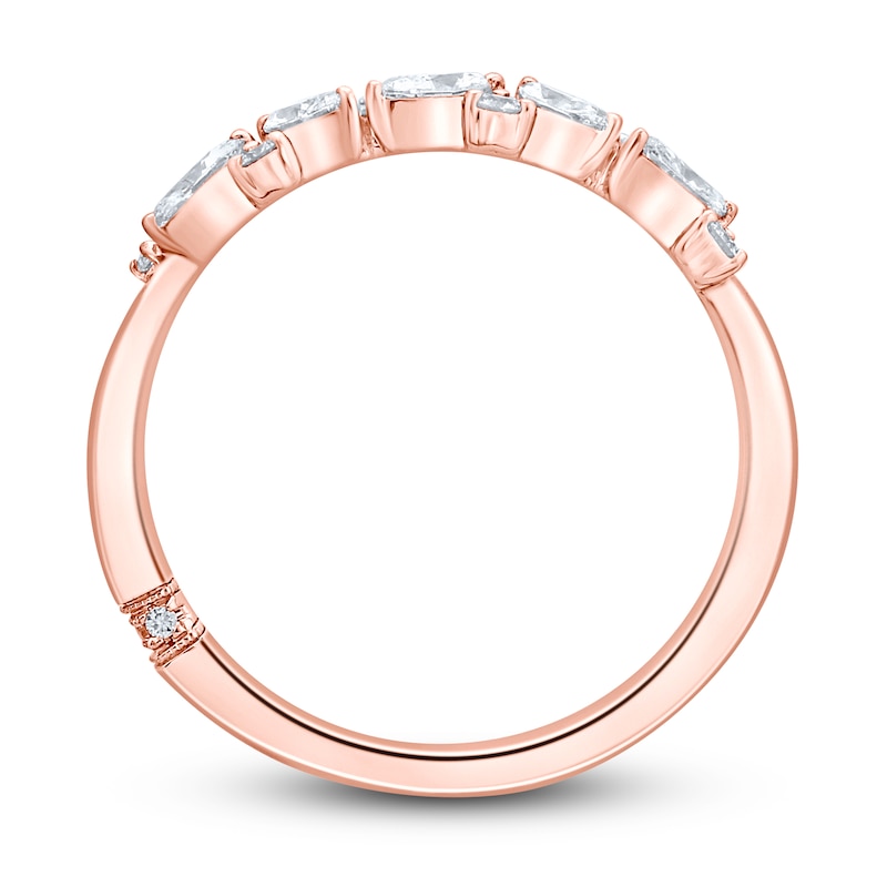 Main Image 4 of Monique Lhuillier Bliss Diamond Anniversary Band 1/2 ct tw Round & Marquise-cut 18K Rose Gold