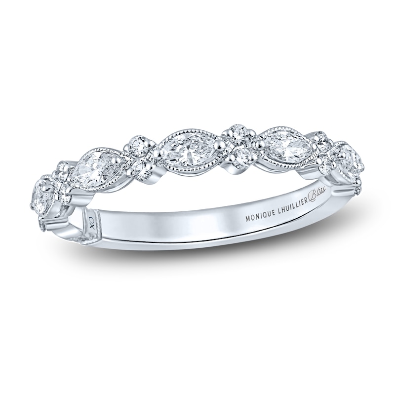 Monique Lhuillier Bliss Diamond Anniversary Band 1/2 ct tw Marquise & Round-cut 18K White Gold with 360