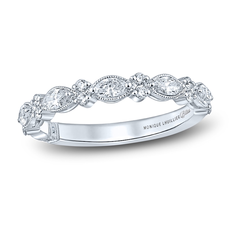 Main Image 1 of Monique Lhuillier Bliss Diamond Anniversary Band 1/2 ct tw Marquise & Round-cut 18K White Gold