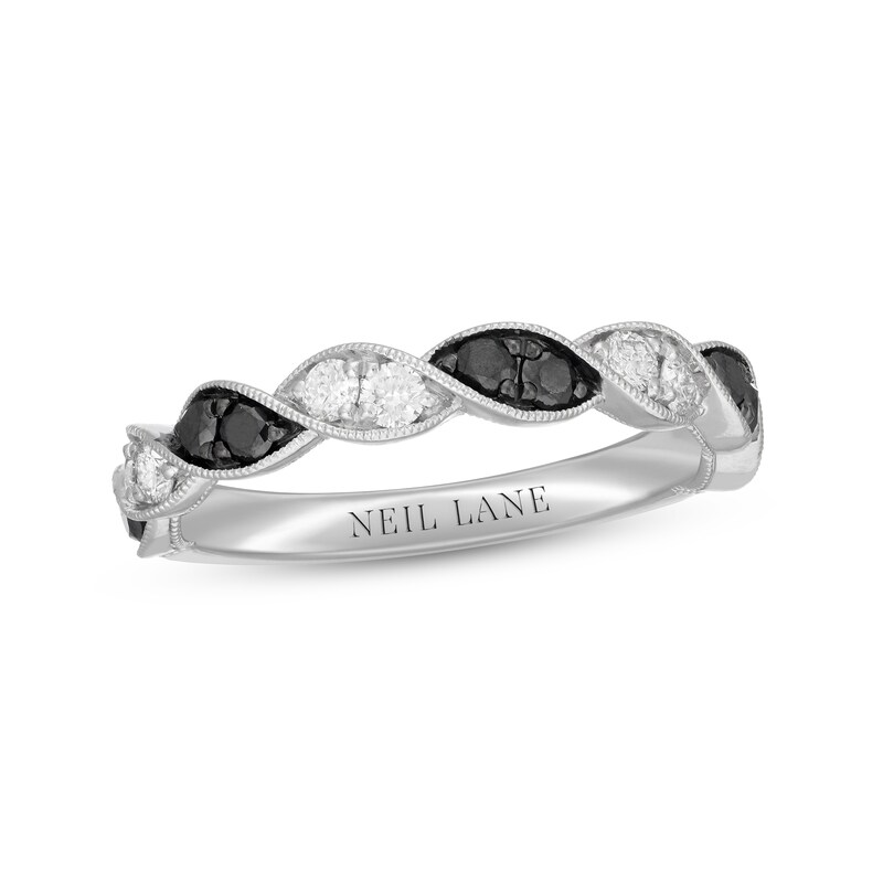 Neil Lane Black & White Diamond Anniversary Ring 5/8 ct tw Round-cut 14K White Gold