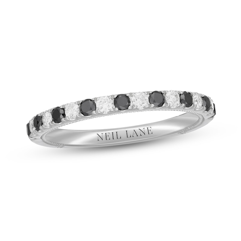 Main Image 1 of Neil Lane Black & White Diamond Anniversary Ring 1/2 ct tw Round-cut 14K White Gold