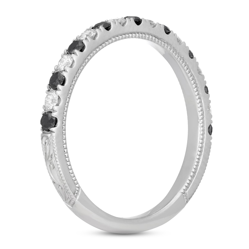 Main Image 2 of Neil Lane Black & White Diamond Anniversary Ring 1/2 ct tw Round-cut 14K White Gold