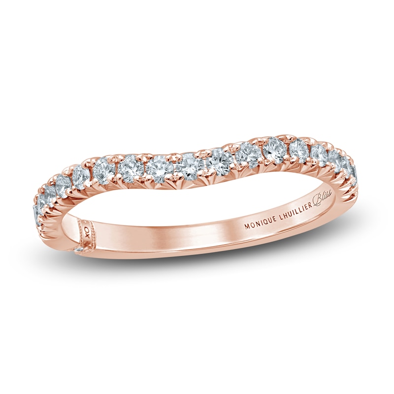 Main Image 1 of Monique Lhuillier Bliss Diamond Contour Wedding Band 1/3 ct tw Round-cut 18K Rose Gold