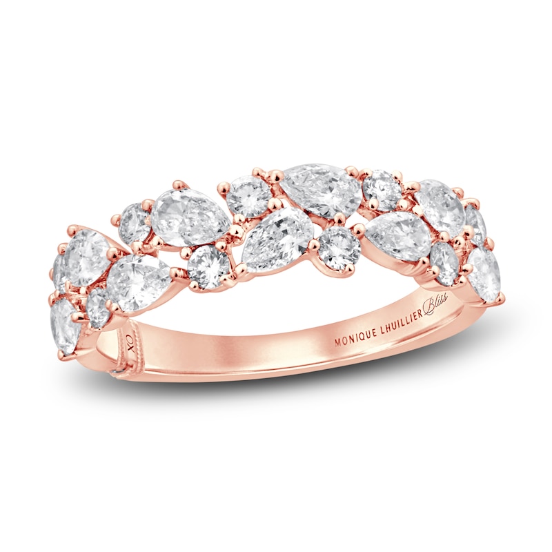 Monique Lhuillier Bliss Diamond Wedding Band 1-1/4 ct tw Pear & Round-cut 18K Rose Gold with 360
