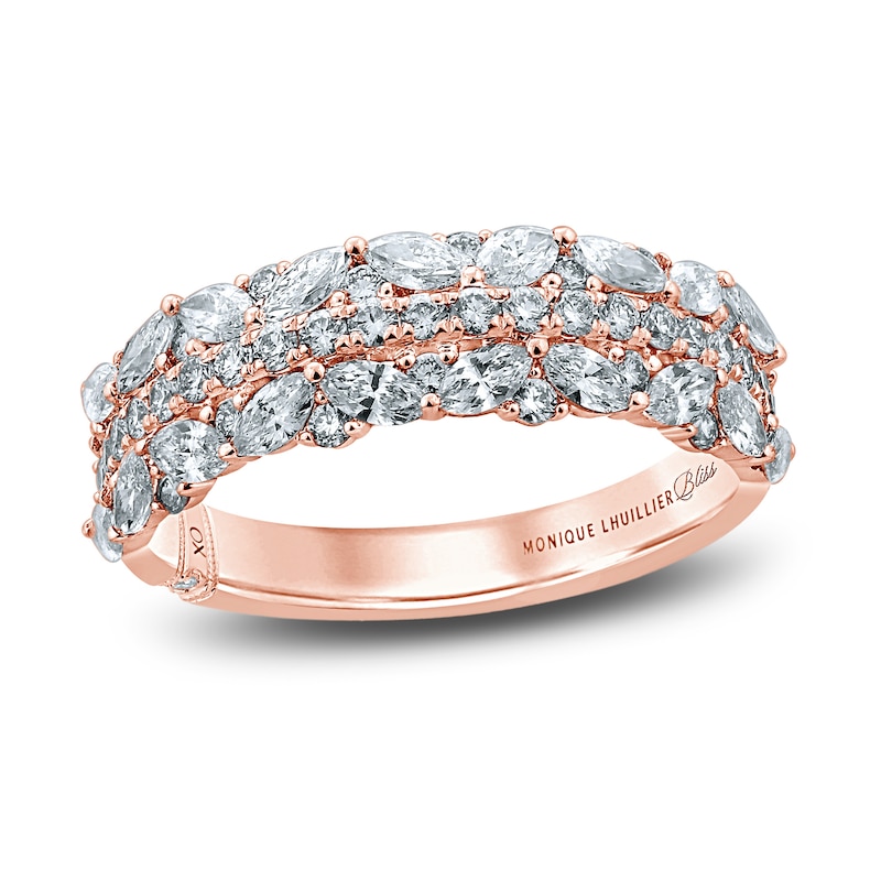 Main Image 1 of Monique Lhuillier Bliss Diamond Wedding Band 1-1/4 ct tw Round & Marquise-cut 18K Rose Gold