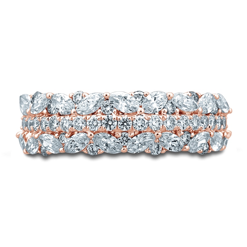 Main Image 3 of Monique Lhuillier Bliss Diamond Wedding Band 1-1/4 ct tw Round & Marquise-cut 18K Rose Gold