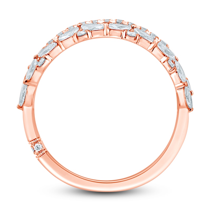 Main Image 4 of Monique Lhuillier Bliss Diamond Wedding Band 1-1/4 ct tw Round & Marquise-cut 18K Rose Gold
