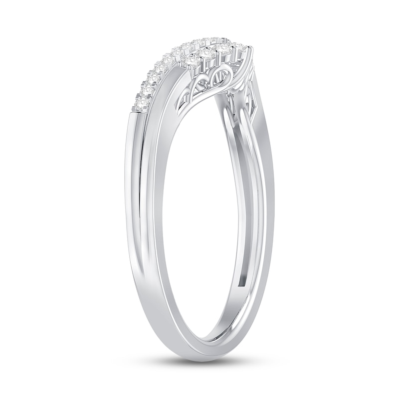 Main Image 2 of Now + Forever Diamond Contour Anniversary Ring 1/5 ct tw Round-cut 10K White Gold