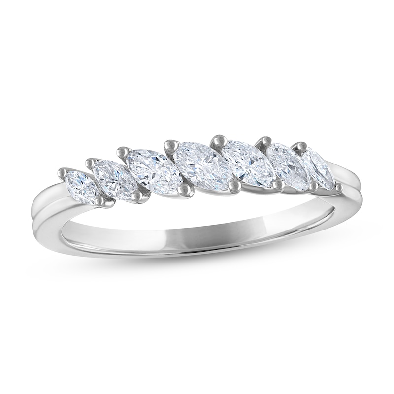 Diamond Anniversary Ring 1/2 ct tw Marquise-cut 14K White Gold