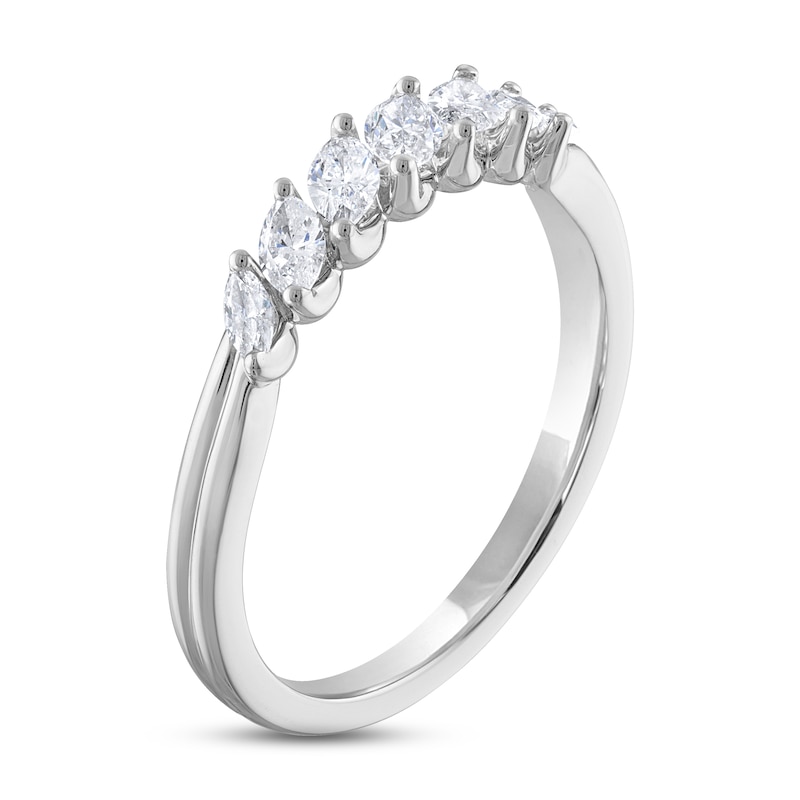 Diamond Anniversary Ring 1/2 ct tw Marquise-cut 14K White Gold