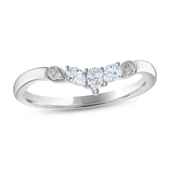 Now + Forever Diamond Contour Anniversary Ring 1/4 ct tw Pear & Round-cut 14K White Gold