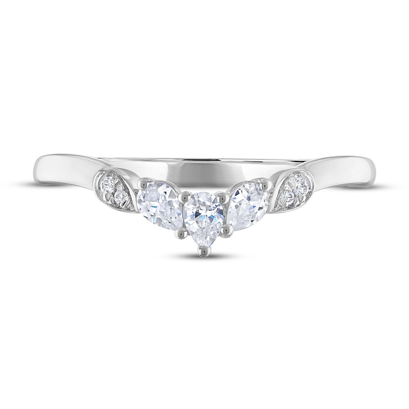 Main Image 3 of Now + Forever Diamond Contour Anniversary Ring 1/4 ct tw Pear & Round-cut 14K White Gold