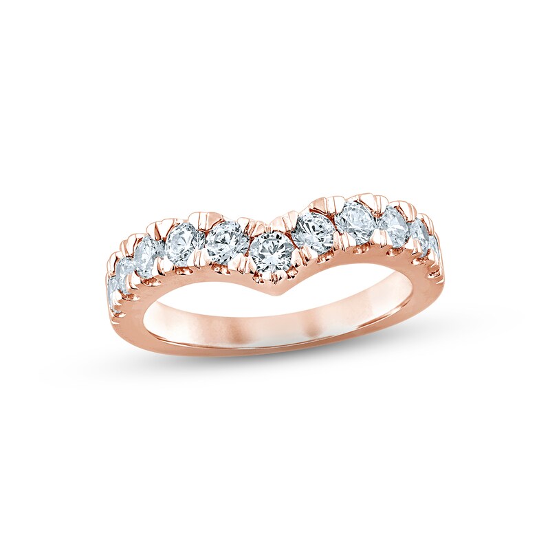 Main Image 1 of Now + Forever Diamond Contour Anniversary Ring 1 ct tw Round-cut 14K Rose Gold