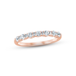 Now + Forever Diamond Anniversary Ring 1/2 ct tw Round & Baguette-cut 14K Rose Gold