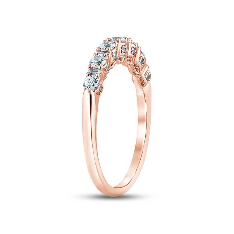 Main Image 2 of Now + Forever Diamond Anniversary Ring 1/2 ct tw Round & Baguette-cut 14K Rose Gold