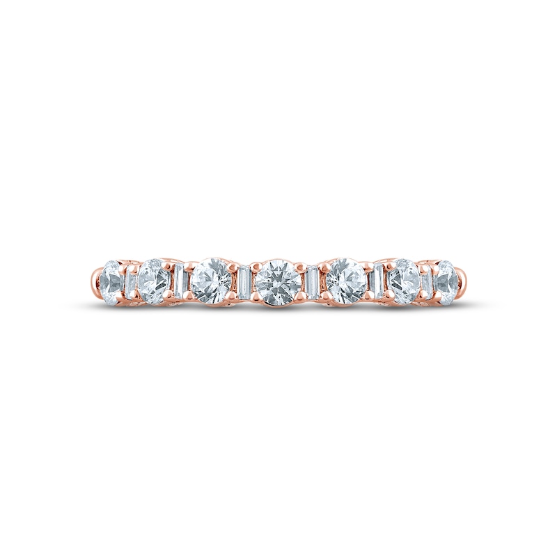 Main Image 3 of Now + Forever Diamond Anniversary Ring 1/2 ct tw Round & Baguette-cut 14K Rose Gold