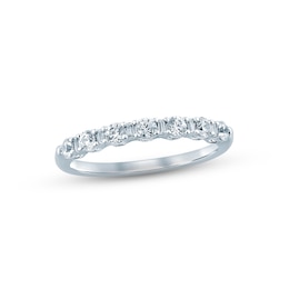 Now + Forever Diamond Anniversary Ring 1/2 ct tw Round & Baguette-cut 14K White Gold