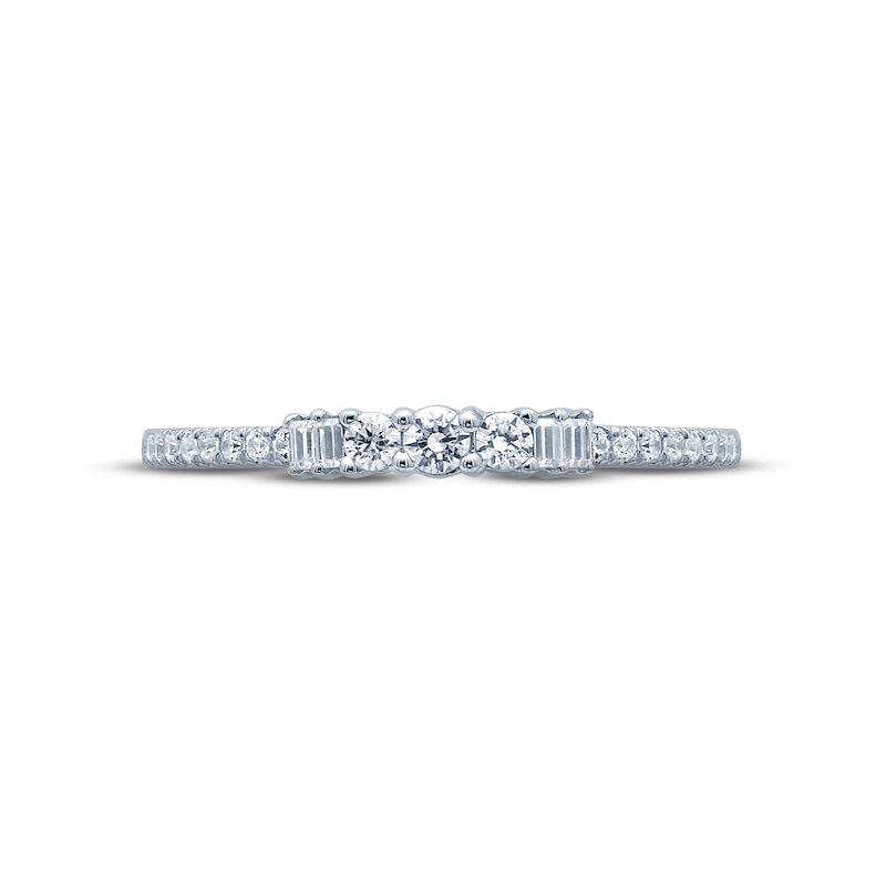 Main Image 3 of Now + Forever Diamond Anniversary Ring 1/5 ct tw Round & Baguette-cut 10K White Gold