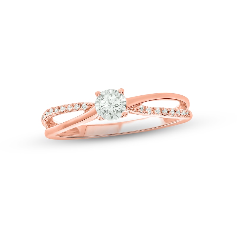 Main Image 1 of Diamond Split Shank Promise Ring 1/6 ct tw 10K Rose Gold