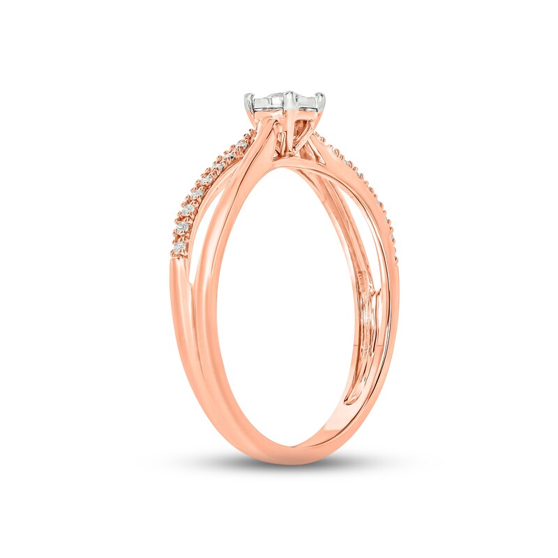 Main Image 2 of Diamond Split Shank Promise Ring 1/6 ct tw 10K Rose Gold