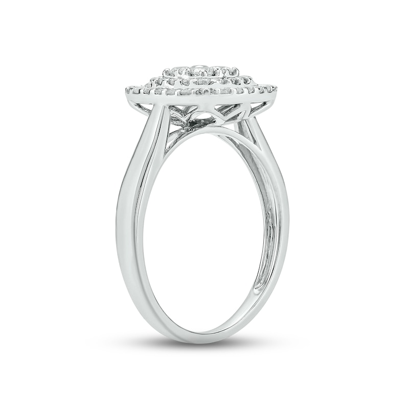 Main Image 2 of Multi-Diamond Double Cushion Halo Promise Ring 1/2 ct tw 10K White Gold