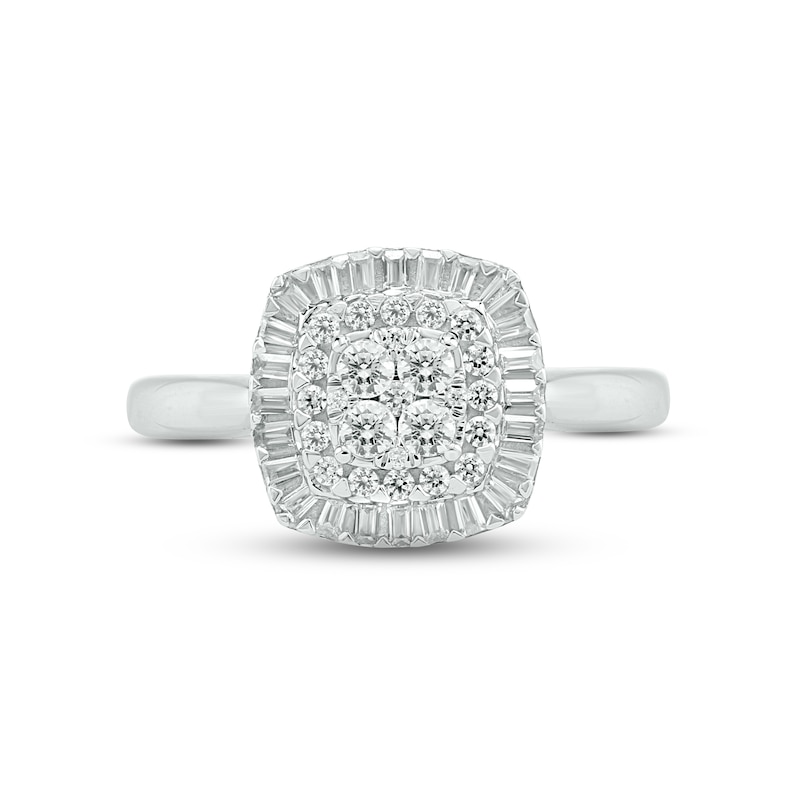 Main Image 3 of Multi-Diamond Double Cushion Halo Promise Ring 1/2 ct tw 10K White Gold