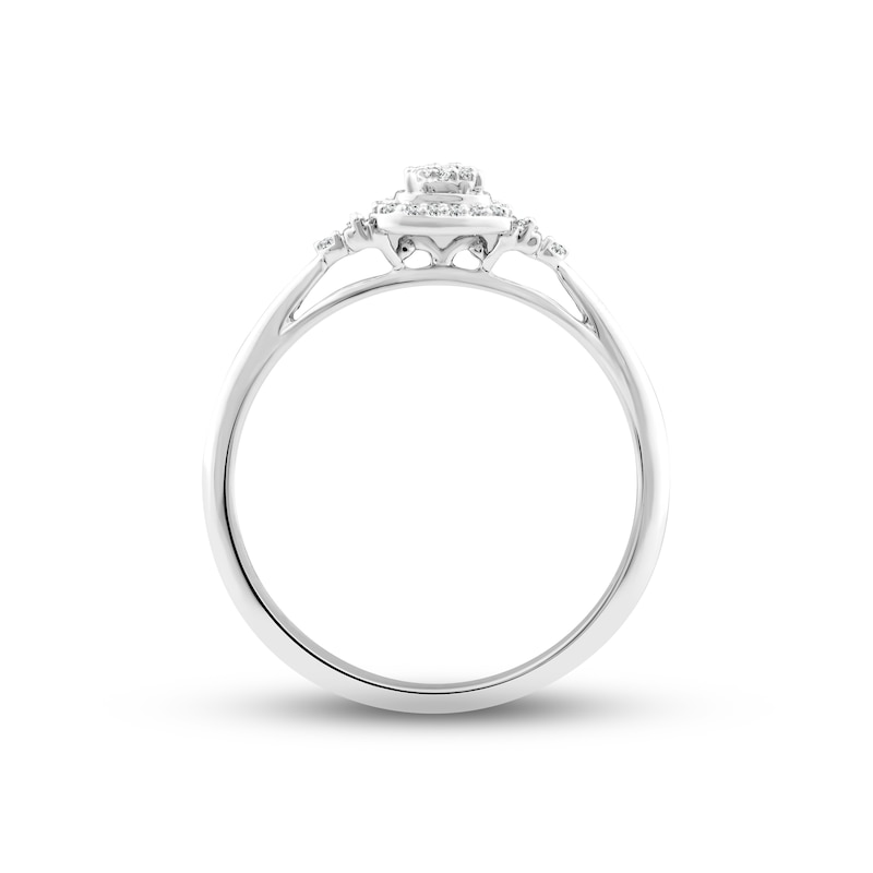 Multi-Diamond Promise Ring 1/10 ct tw Round & Baguette-cut 10K White Gold